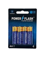 Батарейки "Powers Flash" Super Alkaline, AA, 1,5 В, 4 шт. цена и информация | Батерейки | kaup24.ee