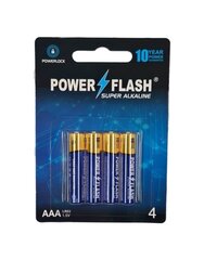 Patareid "Powers Flash" Super Alkaline, AAA, 1,5 V, 4 tk цена и информация | Батарейки | kaup24.ee