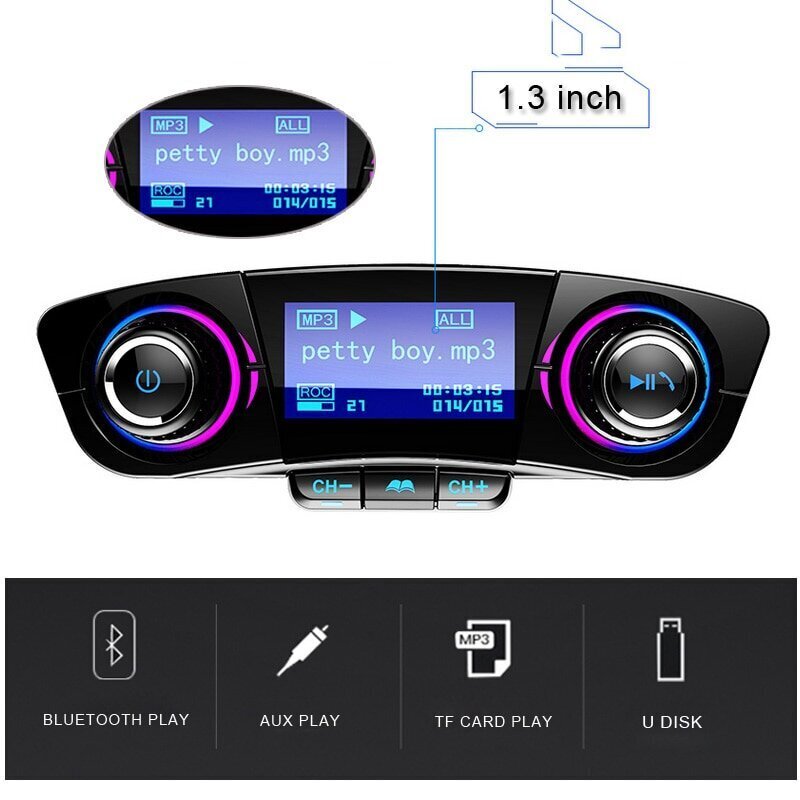 Bluetooth autosaatja - FM modulaator, telefoni laadija, MP3 mängija hind ja info | FM modulaatorid, FM trasmitterid | kaup24.ee