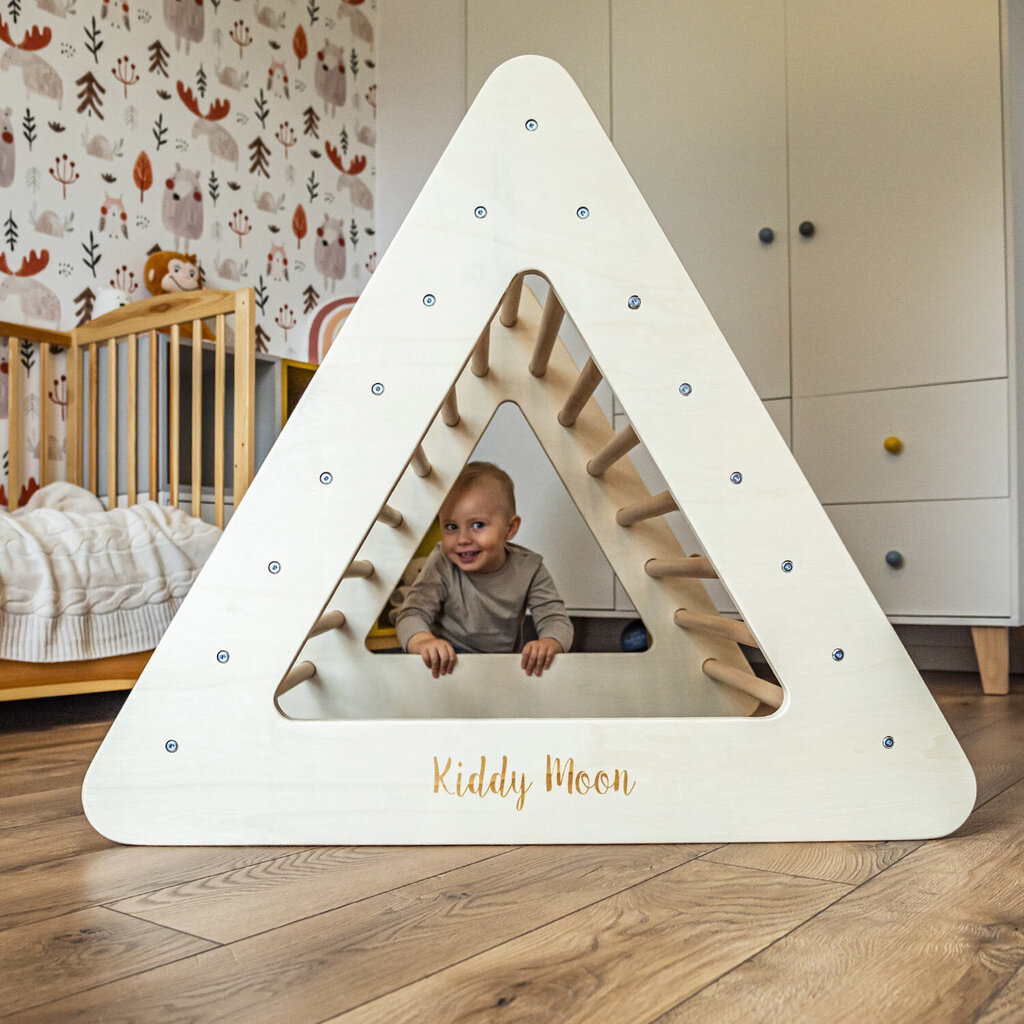 KiddyMoon puidust Pikleri ronimiskolmnurk lastele Montessori, naturaalne hind ja info | Liumäed, Pikleri kolmnurgad | kaup24.ee