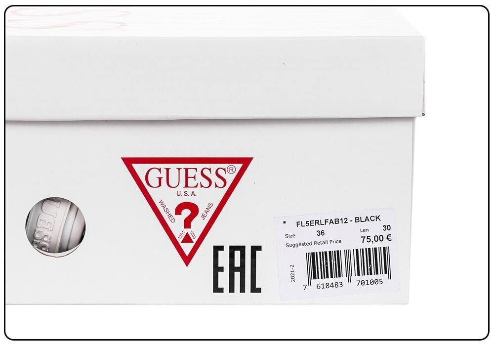 Naiste tossud Guess EDERLA, mustad, FL5ERLFAB12 38487 hind ja info | Naiste spordi- ja vabaajajalatsid | kaup24.ee