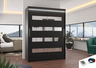 LED valgustusega kapp ADRK Furniture Baltic, must hind ja info | Kapid | kaup24.ee