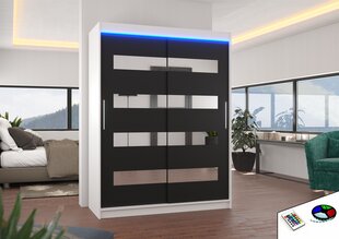 LED valgustusega kapp ADRK Furniture Baltic, valge/must цена и информация | Шкафы | kaup24.ee