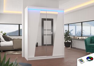 Riidekapp LED valgustusega ADRK Furniture Bolton, valge цена и информация | Шкафы | kaup24.ee