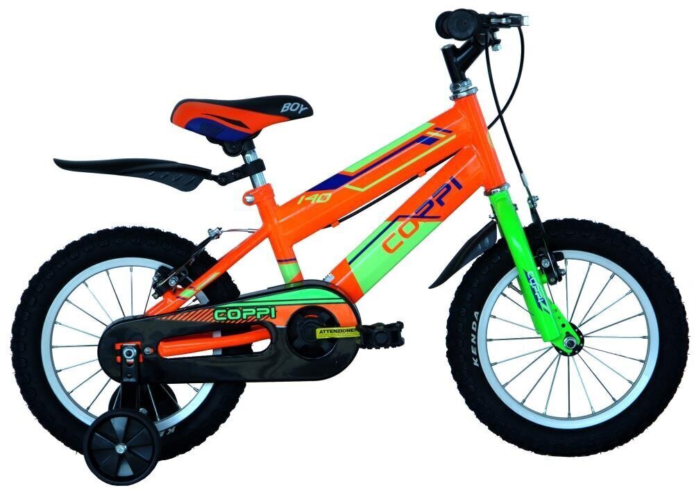 BICYCLE 14" JUNIOR MAN ARGO/ORANGE/GRN 8001446125137 COPPI hind ja info | Jalgrattad | kaup24.ee