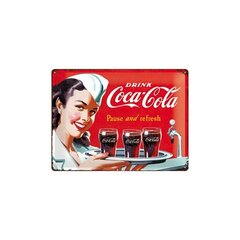 Металлическая пластина 30x40 см / Coca-Cola Pause and refresh цена и информация | Детали интерьера | kaup24.ee