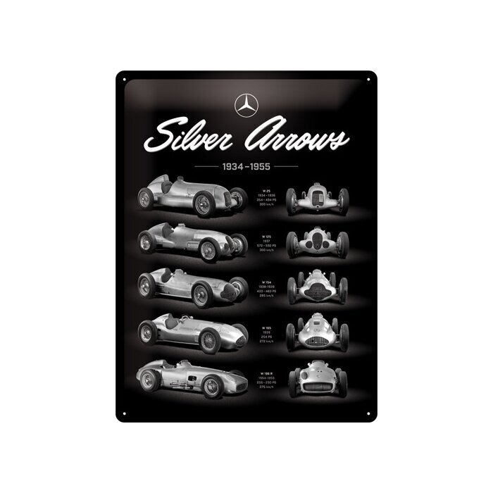 Metallplaat 30x40cm / Mercedes-Benz - Silver Arrow Chart цена и информация | Dekoratsioonid | kaup24.ee