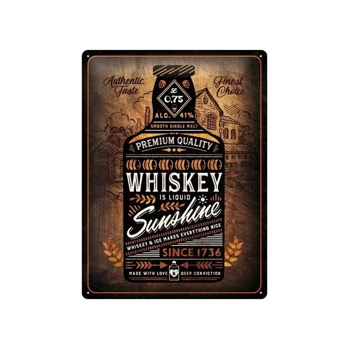 Metallplaat 30x40cm / Whiskey Sunshine hind ja info | Dekoratsioonid | kaup24.ee