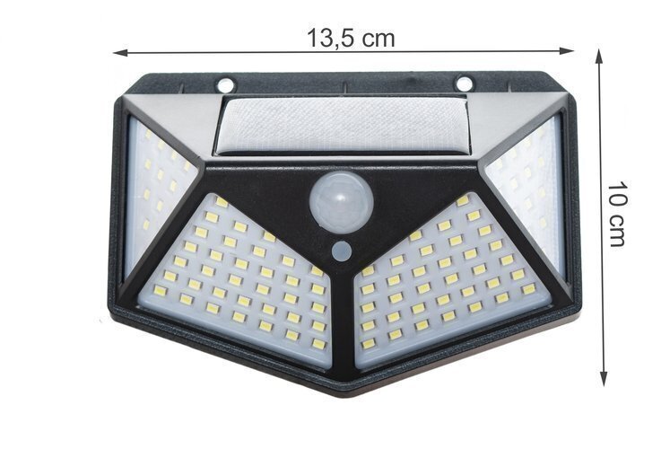 Led-prožektor 100 Led liikumisanduriga, 13.5 x 10 cm, 7 W, päikesepaneeliga hind ja info | Aia- ja õuevalgustid | kaup24.ee