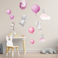Наклейка для интерьера - Зайцы и розовые воздушные шары
