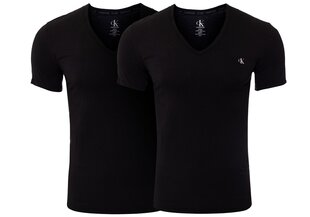 Мужская футболка Calvin Klein, 2 пары S/S V 2PK, черная NB2408A 001 18605 цена и информация | Мужские футболки | kaup24.ee