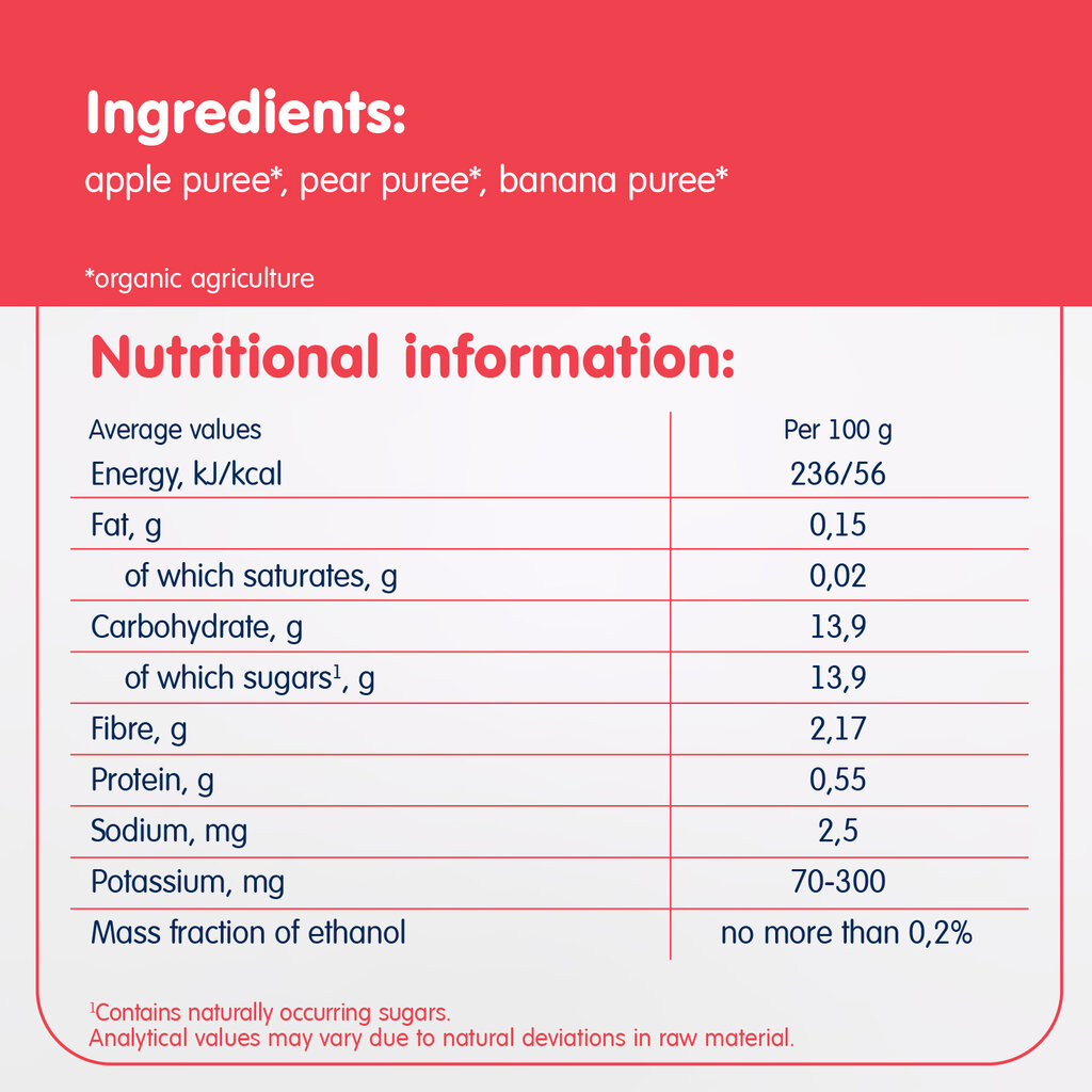 "Õun, pirn ja banaan" orgaaniline püree FLEUR ALPINE, alates 6 elukuust, 120 g x 6 hind ja info | Püreed | kaup24.ee