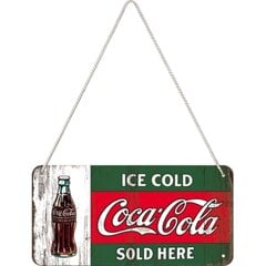 Металлическая пластина 10x20 см / Coca-Cola Ice cold sold here цена и информация | Детали интерьера | kaup24.ee