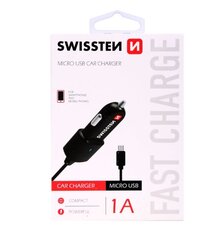 Swissten Premium Car charger 12 / 24V / 1A whit Micro USB Cable Black hind ja info | Mobiiltelefonide laadijad | kaup24.ee