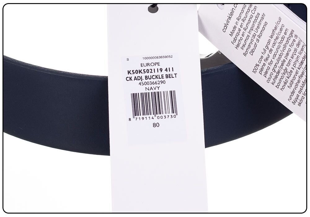 Meeste püksirihm CALVIN KLEIN 3,5 cm CK ADJ BUCKLE BELT NAVY K50K502119 411 31116 цена и информация | Meeste vööd | kaup24.ee