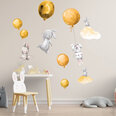 Наклейка для интерьера - Зайцы и оранжевые воздушные шары