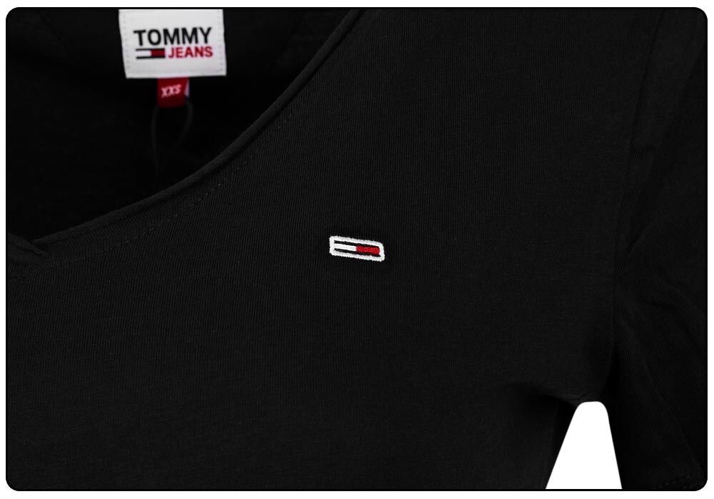 Naiste liibuv T-särk Tommy Hilfiger TJW, V-kaelus, must, DW0DW09195 C87 2815 цена и информация | Naiste T-särgid | kaup24.ee