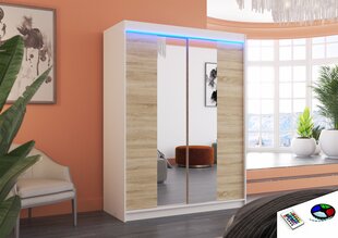 LED valgustusega kapp ADRK Furniture Fever, valge / tamm hind ja info | Kapid | kaup24.ee