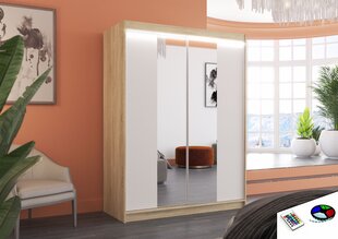 LED valgustusega riidekapp ADRK Furniture Fever, tamm / valge цена и информация | Шкафы | kaup24.ee