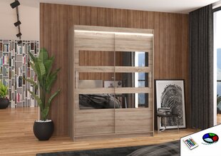 LED valgustusega riidekapp ADRK Furniture Florento, pruun hind ja info | Kapid | kaup24.ee
