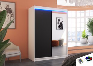 LED valgustusega kapp ADRK Furniture Jordi, valge/must цена и информация | Шкафы | kaup24.ee