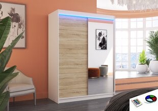 LED valgustusega kapp ADRK Furniture Jordi, valge / tamm цена и информация | Шкафы | kaup24.ee