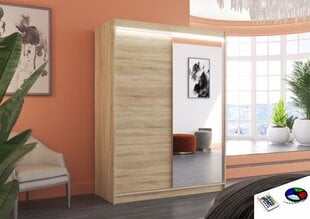 LED valgustusega riidekapp ADRK Furniture Jordi, tamme värvi hind ja info | Kapid | kaup24.ee