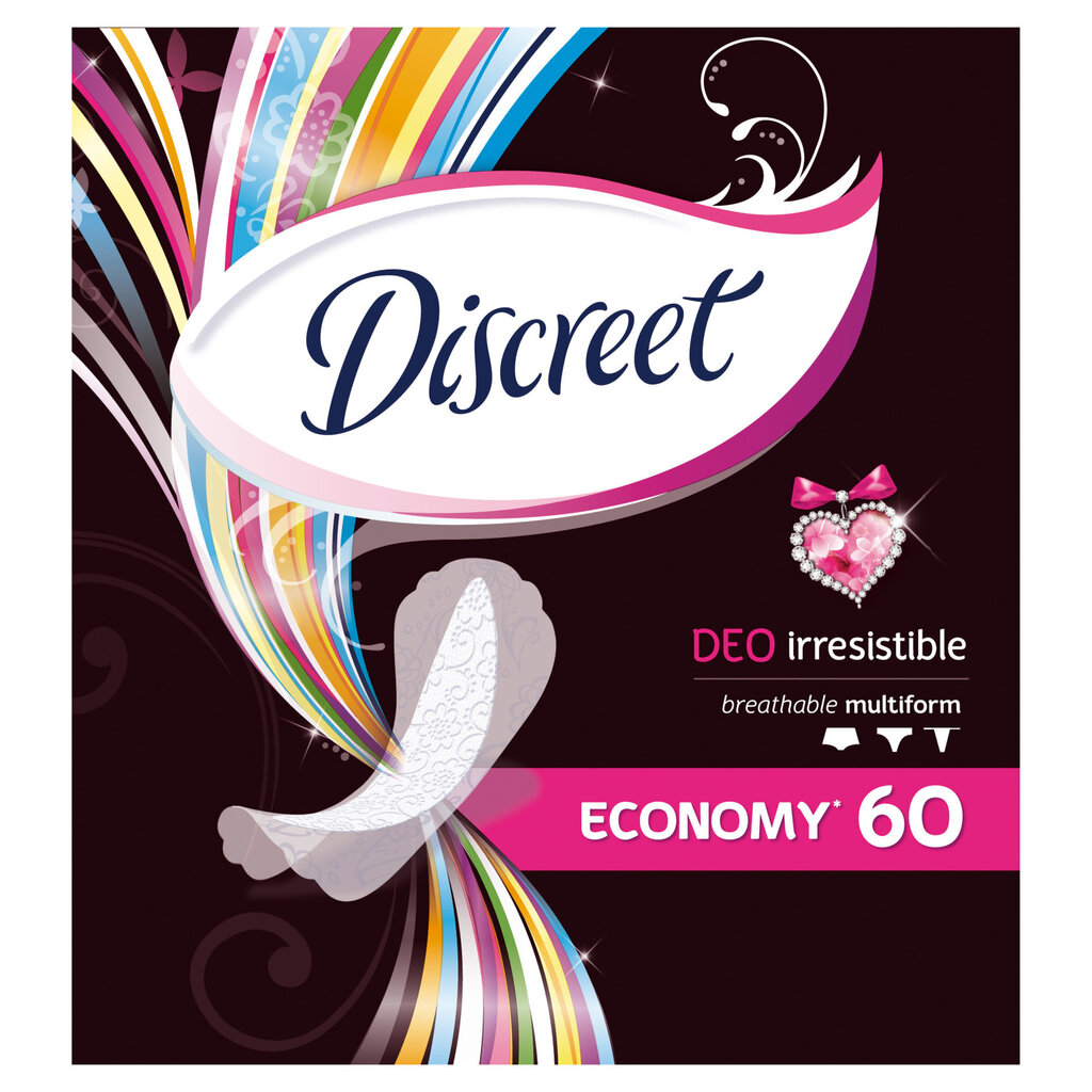 Hügieenisidemed Discreet Irresistable 60 tk hind ja info | Tampoonid, hügieenisidemed, menstruaalanumad | kaup24.ee