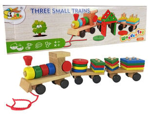 Puidust järelveetav rong-sorteerija hind ja info | Imikute mänguasjad | kaup24.ee