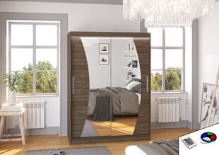 LED valgustusega riidekapp ADRK Furniture Modesto, tumepruun цена и информация | Шкафы | kaup24.ee