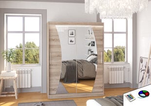 LED valgustusega kapp ADRK Furniture Modesto, helepruun hind ja info | Kapid | kaup24.ee
