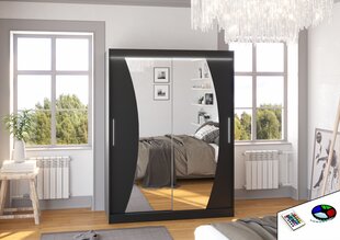 LED valgustusega kapp ADRK Furniture Modesto, must цена и информация | Шкафы | kaup24.ee