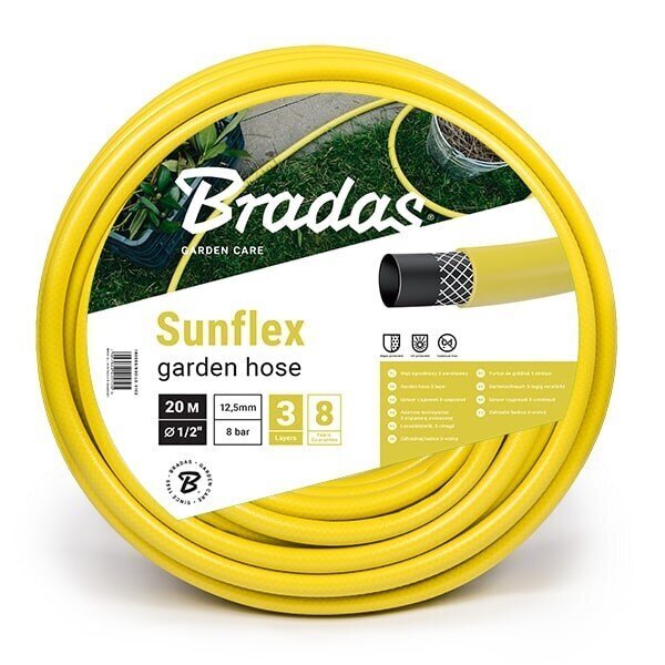 Kastmisvoolik Sunflex 1/2'-30 m, kollane цена и информация | Kastekannud, voolikud, niisutus | kaup24.ee