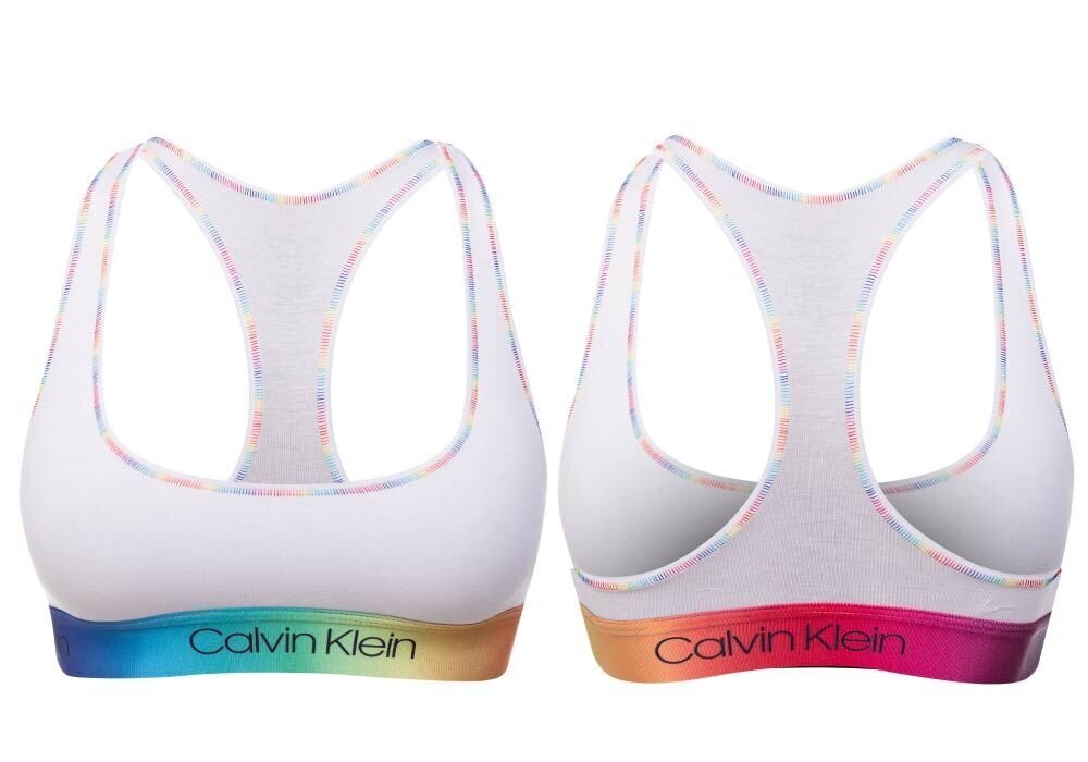 Naiste spordirinnahoidja Bralette Calvin Klein, ilma polsterduseta, valge, QF6538E 100 28376 hind ja info | Rinnahoidjad | kaup24.ee