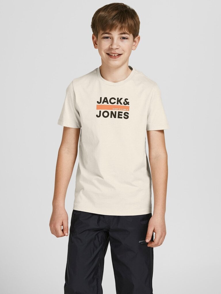 Jack & Jones laste T-särk 12214074*01, beež 5715225210206 hind ja info | Poiste särgid | kaup24.ee