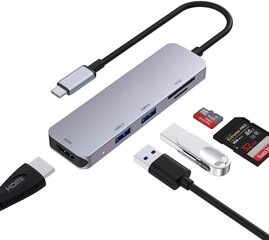 Type-C Multiport Adapter 5 in 1 Usb 3.0 / HDMI / SD / TF цена и информация | Адаптеры и USB-hub | kaup24.ee