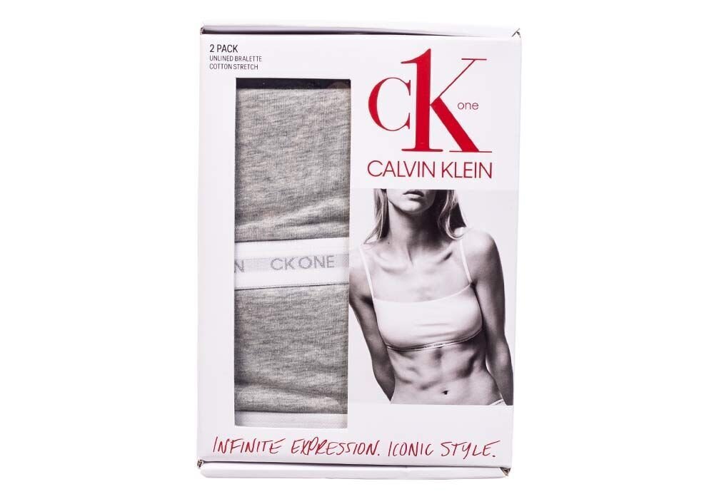 Naiste rinnahoidja Calvin Klein, 2 tk UNLINED BRALETTE GREY 000QF6040E 8HT 26068 hind ja info | Rinnahoidjad | kaup24.ee