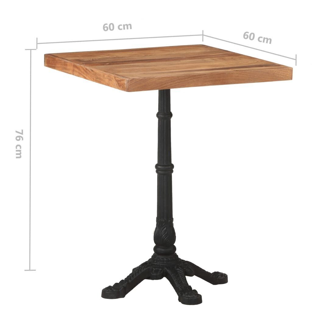 vidaXL bistroolaud, 60 x 60 x 76 cm, akaatsiapuit hind ja info | Köögi- ja söögilauad | kaup24.ee