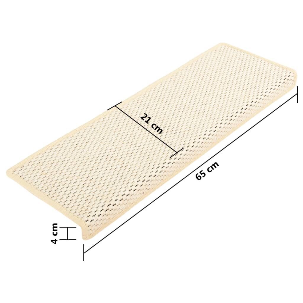 vidaXL isekleepuv trepivaip, 15 tk, 65 x 25 cm, kreemjas hind ja info | Vaibad | kaup24.ee