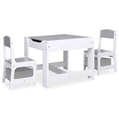 vidaXL lastelaud 2 tooliga, valge, MDF цена и информация | Детские столы и стулья | kaup24.ee