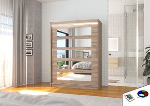 LED valgustusega riidekapp ADRK Furniture Murani, helepruun цена и информация | Шкафы | kaup24.ee