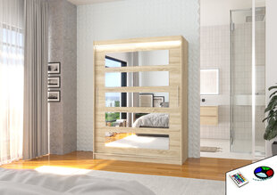 LED valgustusega riidekapp ADRK Furniture Murani, tamme värvi hind ja info | Kapid | kaup24.ee
