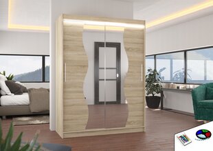 Riidekapp LED valgustusega ADRK Furniture Renzo, tamm цена и информация | Шкафы | kaup24.ee