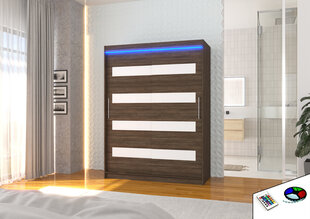 Riidekapp LED valgustusega ADRK Furniture Martinez, tumepruun/valge цена и информация | Шкафы | kaup24.ee