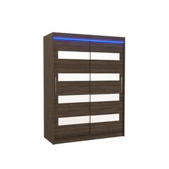 Riidekapp LED valgustusega ADRK Furniture Martinez, tumepruun/valge цена и информация | Шкафы | kaup24.ee