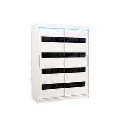 Riidekapp LED valgustusega ADRK Furniture Martinez, valge/must hind ja info | Kapid | kaup24.ee