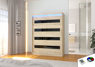 Riidekapp LED valgustusega ADRK Furniture Martinez, tamm/must цена и информация | Шкафы | kaup24.ee