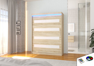 Riidekapp LED valgustusega ADRK Furniture Martinez, tamm/valge цена и информация | Шкафы | kaup24.ee
