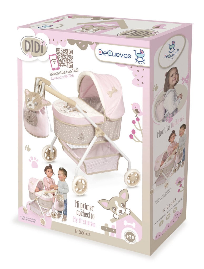 Nukukäru seljakotiga DeCuevas Toys "Didi" 86043 цена и информация | Tüdrukute mänguasjad | kaup24.ee