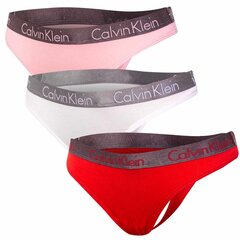 Calvin Klein THONG naiste stringid, 3 paari, punane / valge / roosa 000QD3560E W5E 42128 hind ja info | Naiste aluspüksid | kaup24.ee